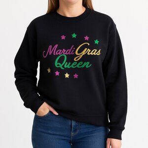 Southern Bliss Women's Black Mardi Gras Queen Sweatshirt Size S